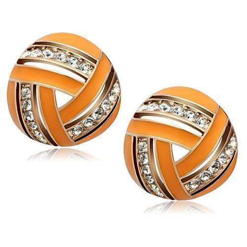 Alamode IP Rose Gold(Ion Plating) Brass Earrings with Top Grade Crystal in Clear - Alamode - Flyclothing LLC