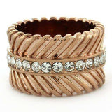 Alamode IP Rose Gold(Ion Plating) Brass Ring with Top Grade Crystal in Clear - Alamode - Flyclothing LLC