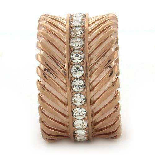 Alamode IP Rose Gold(Ion Plating) Brass Ring with Top Grade Crystal in Clear - Alamode - Flyclothing LLC