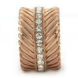 Alamode IP Rose Gold(Ion Plating) Brass Ring with Top Grade Crystal in Clear - Alamode - Flyclothing LLC