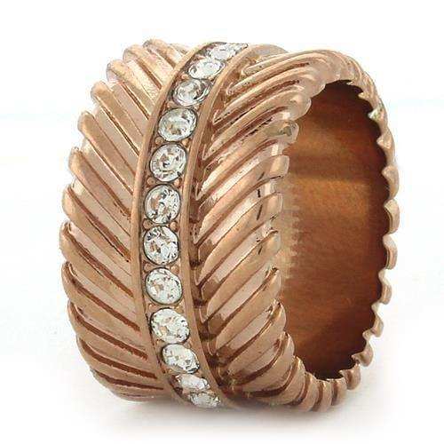 Alamode IP Rose Gold(Ion Plating) Brass Ring with Top Grade Crystal in Clear - Alamode - Flyclothing LLC