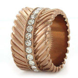 Alamode IP Rose Gold(Ion Plating) Brass Ring with Top Grade Crystal in Clear - Alamode - Flyclothing LLC