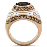 Alamode IP Rose Gold(Ion Plating) Brass Ring with Synthetic Synthetic Glass in Brown - Alamode - Flyclothing LLC