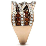 Alamode IP Rose Gold(Ion Plating) Brass Ring with Top Grade Crystal in Smoked Quartz - Alamode - Flyclothing LLC