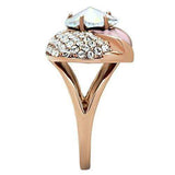 Alamode IP Rose Gold(Ion Plating) Brass Ring with Top Grade Crystal in Clear - Alamode - Flyclothing LLC