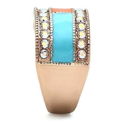 Alamode IP Rose Gold(Ion Plating) Brass Ring with Top Grade Crystal in Clear - Alamode - Flyclothing LLC