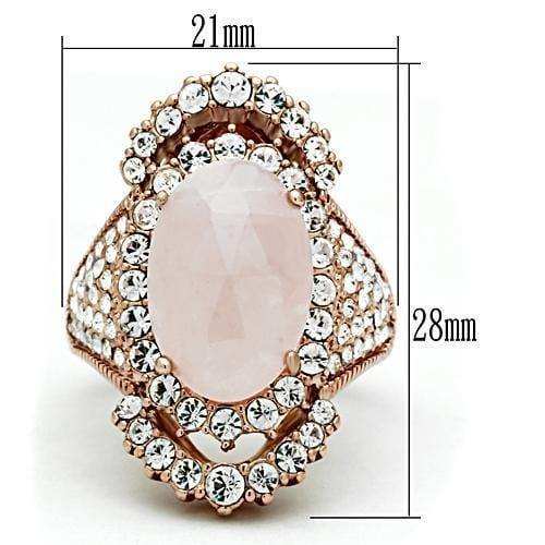 Alamode IP Rose Gold(Ion Plating) Brass Ring with Precious Stone PINK CRYSTAL in Light Rose - Alamode - Flyclothing LLC