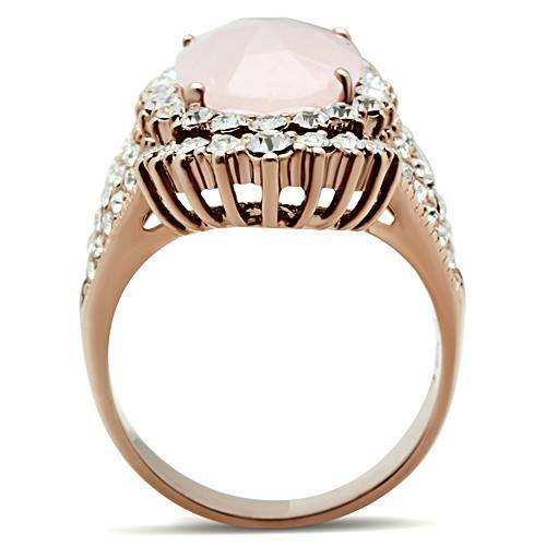Alamode IP Rose Gold(Ion Plating) Brass Ring with Precious Stone PINK CRYSTAL in Light Rose - Alamode - Flyclothing LLC