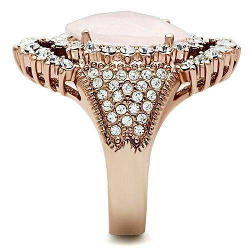 Alamode IP Rose Gold(Ion Plating) Brass Ring with Precious Stone PINK CRYSTAL in Light Rose - Alamode - Flyclothing LLC