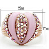 Alamode IP Rose Gold(Ion Plating) Brass Ring with Top Grade Crystal in Light Rose - Alamode - Flyclothing LLC