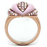 Alamode IP Rose Gold(Ion Plating) Brass Ring with Top Grade Crystal in Light Rose - Alamode - Flyclothing LLC