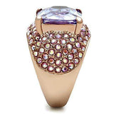 Alamode IP Rose Gold(Ion Plating) Brass Ring with AAA Grade CZ in Light Amethyst - Alamode - Flyclothing LLC