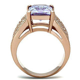 Alamode IP Rose Gold(Ion Plating) Brass Ring with AAA Grade CZ in Light Amethyst - Alamode - Flyclothing LLC