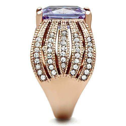 Alamode IP Rose Gold(Ion Plating) Brass Ring with AAA Grade CZ in Light Amethyst - Alamode - Flyclothing LLC