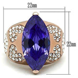 Alamode IP Rose Gold(Ion Plating) Brass Ring with AAA Grade CZ in Tanzanite - Alamode - Flyclothing LLC