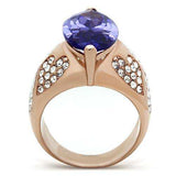 Alamode IP Rose Gold(Ion Plating) Brass Ring with AAA Grade CZ in Tanzanite - Alamode - Flyclothing LLC