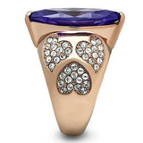 Alamode IP Rose Gold(Ion Plating) Brass Ring with AAA Grade CZ in Tanzanite - Alamode - Flyclothing LLC