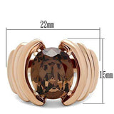 Alamode IP Rose Gold(Ion Plating) Brass Ring with AAA Grade CZ in Brown - Alamode - Flyclothing LLC