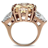 Alamode IP Rose Gold(Ion Plating) Brass Ring with AAA Grade CZ in Champagne - Alamode - Flyclothing LLC