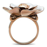 Alamode IP Rose Gold(Ion Plating) Brass Ring with Top Grade Crystal in Light Peach - Alamode - Flyclothing LLC
