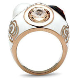 Alamode IP Rose Gold(Ion Plating) Brass Ring with Synthetic Synthetic Glass in Multi Color - Alamode - Flyclothing LLC
