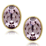 Alamode IP Gold(Ion Plating) Brass Earrings with Top Grade Crystal in Light Amethyst - Alamode - Flyclothing LLC