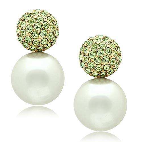 Alamode IP Gold(Ion Plating) Brass Earrings with Synthetic Pearl in White - Alamode - Flyclothing LLC