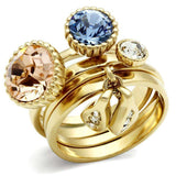 Alamode IP Gold(Ion Plating) Brass Ring with Top Grade Crystal in Multi Color - Alamode - Flyclothing LLC