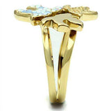Alamode IP Gold(Ion Plating) Brass Ring with Top Grade Crystal in Multi Color - Alamode - Flyclothing LLC