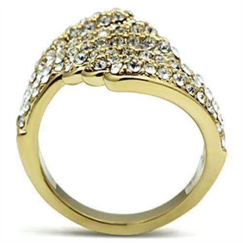 Alamode IP Gold(Ion Plating) Brass Ring with Top Grade Crystal in Clear - Alamode - Flyclothing LLC