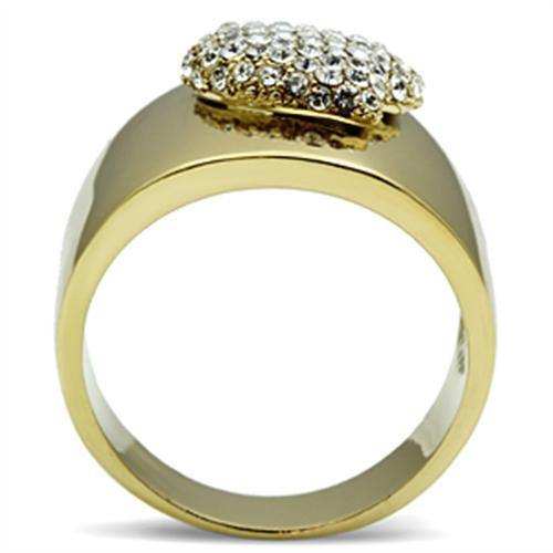 Alamode IP Gold(Ion Plating) Brass Ring with Top Grade Crystal in Clear - Alamode - Flyclothing LLC