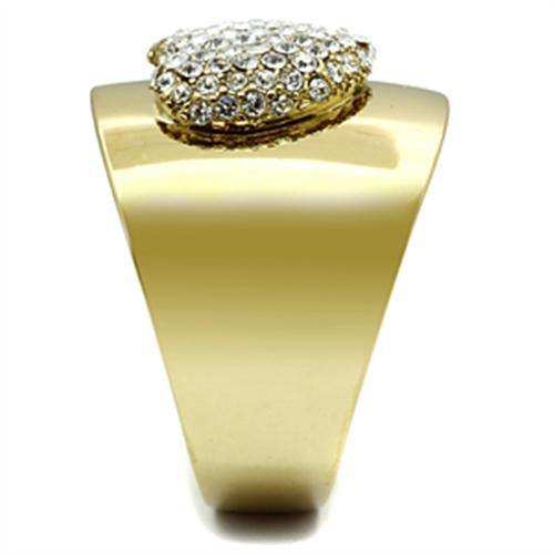 Alamode IP Gold(Ion Plating) Brass Ring with Top Grade Crystal in Clear - Alamode - Flyclothing LLC