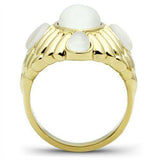 Alamode IP Gold(Ion Plating) Brass Ring with Synthetic Cat Eye in White - Alamode - Flyclothing LLC
