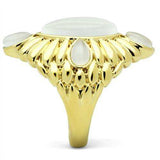 Alamode IP Gold(Ion Plating) Brass Ring with Synthetic Cat Eye in White - Alamode - Flyclothing LLC