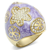 Alamode IP Gold(Ion Plating) Brass Ring with Top Grade Crystal in Clear - Alamode - Flyclothing LLC