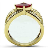 Alamode IP Gold(Ion Plating) Brass Ring with AAA Grade CZ in Ruby - Alamode - Flyclothing LLC