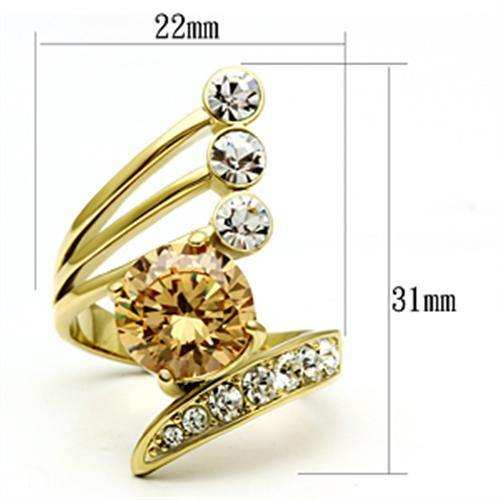 Alamode IP Gold(Ion Plating) Brass Ring with AAA Grade CZ in Champagne - Alamode - Flyclothing LLC