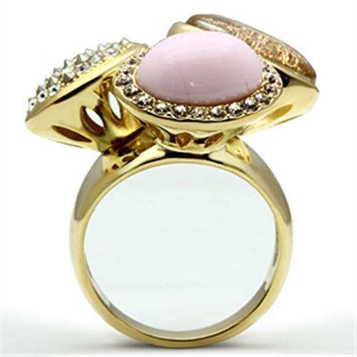 Alamode IP Gold(Ion Plating) Brass Ring with Top Grade Crystal in Multi Color - Alamode - Flyclothing LLC