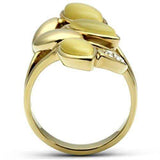 Alamode IP Gold(Ion Plating) Brass Ring with Synthetic Cat Eye in Citrine Yellow - Alamode - Flyclothing LLC