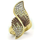 Alamode IP Gold(Ion Plating) Brass Ring with Top Grade Crystal in Multi Color - Alamode - Flyclothing LLC