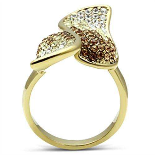 Alamode IP Gold(Ion Plating) Brass Ring with Top Grade Crystal in Multi Color - Alamode - Flyclothing LLC