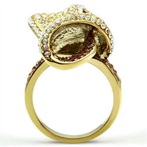 Alamode IP Gold(Ion Plating) Brass Ring with Top Grade Crystal in Multi Color - Alamode - Flyclothing LLC