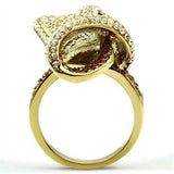 Alamode IP Gold(Ion Plating) Brass Ring with Top Grade Crystal in Multi Color - Alamode - Flyclothing LLC