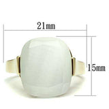 Alamode IP Gold(Ion Plating) Brass Ring with Synthetic Cat Eye in White - Alamode - Flyclothing LLC
