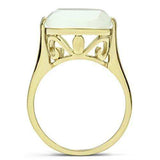 Alamode IP Gold(Ion Plating) Brass Ring with Synthetic Cat Eye in White - Alamode - Flyclothing LLC