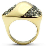 Alamode IP Gold(Ion Plating) Brass Ring with Top Grade Crystal in Black Diamond - Alamode - Flyclothing LLC