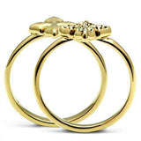 Alamode IP Gold(Ion Plating) Brass Ring with Top Grade Crystal in Clear - Alamode - Flyclothing LLC