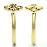 Alamode IP Gold(Ion Plating) Brass Ring with Top Grade Crystal in Clear - Alamode - Flyclothing LLC