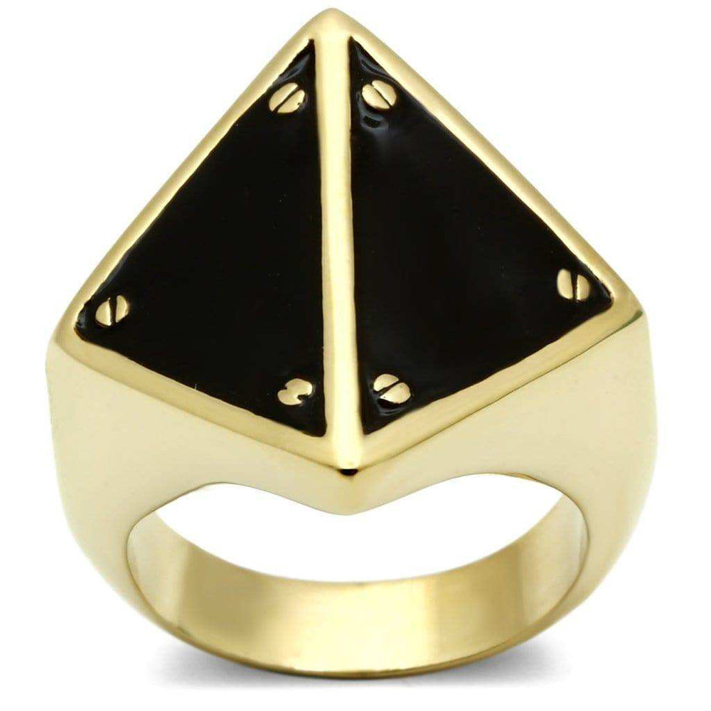 Alamode IP Gold(Ion Plating) Brass Ring with Epoxy in Jet - Alamode - Flyclothing LLC