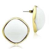 Alamode IP Gold(Ion Plating) Brass Earrings with Synthetic Synthetic Glass in White - Alamode - Flyclothing LLC